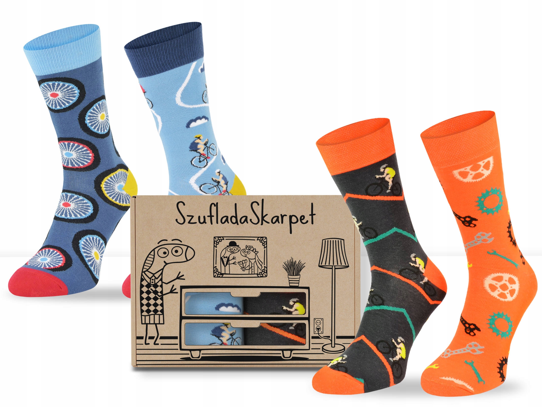 

Pudełko kolorowych skarpetek dla Rowerzysty