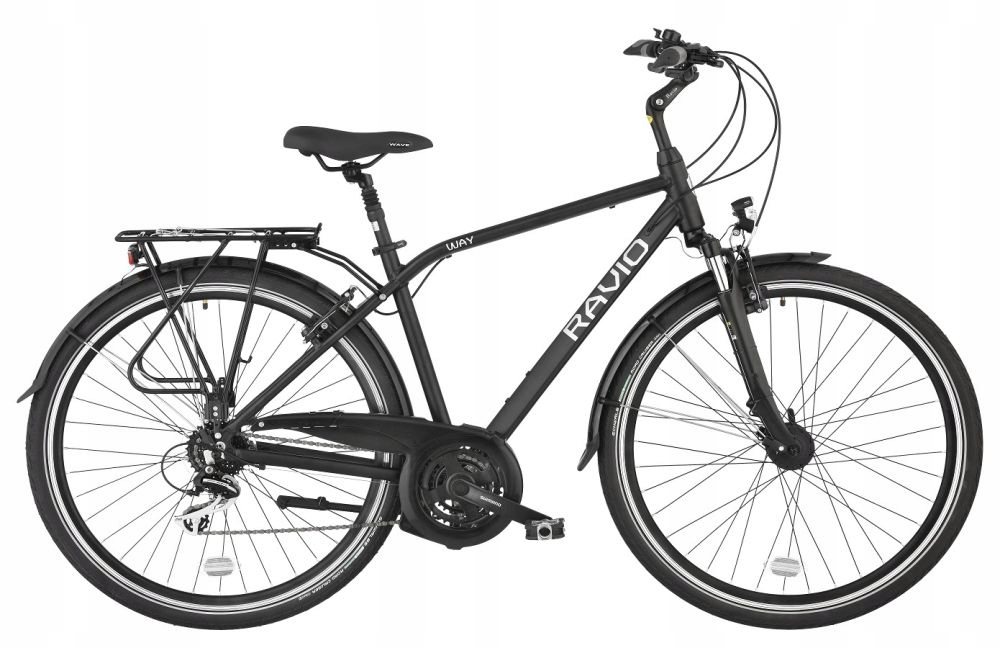Czarny męski rower trekkingowy Ravio Way 28"
