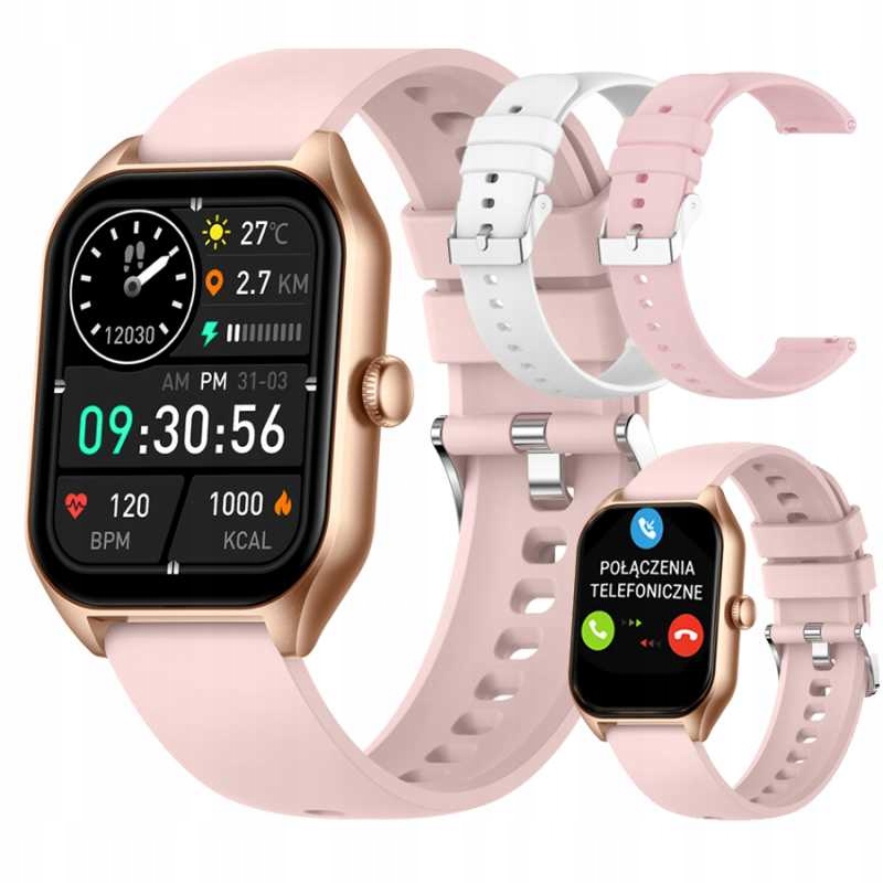 2 x Chytré Hodinky dámské Rubicon Sms Kroky Polské Menu 2 Pásky Součástí Balení