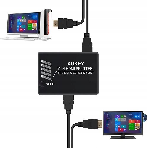 AUKEY HA-H02 1x4 HDMI Amplifier Splitter V1.4 Application USB, FireWire