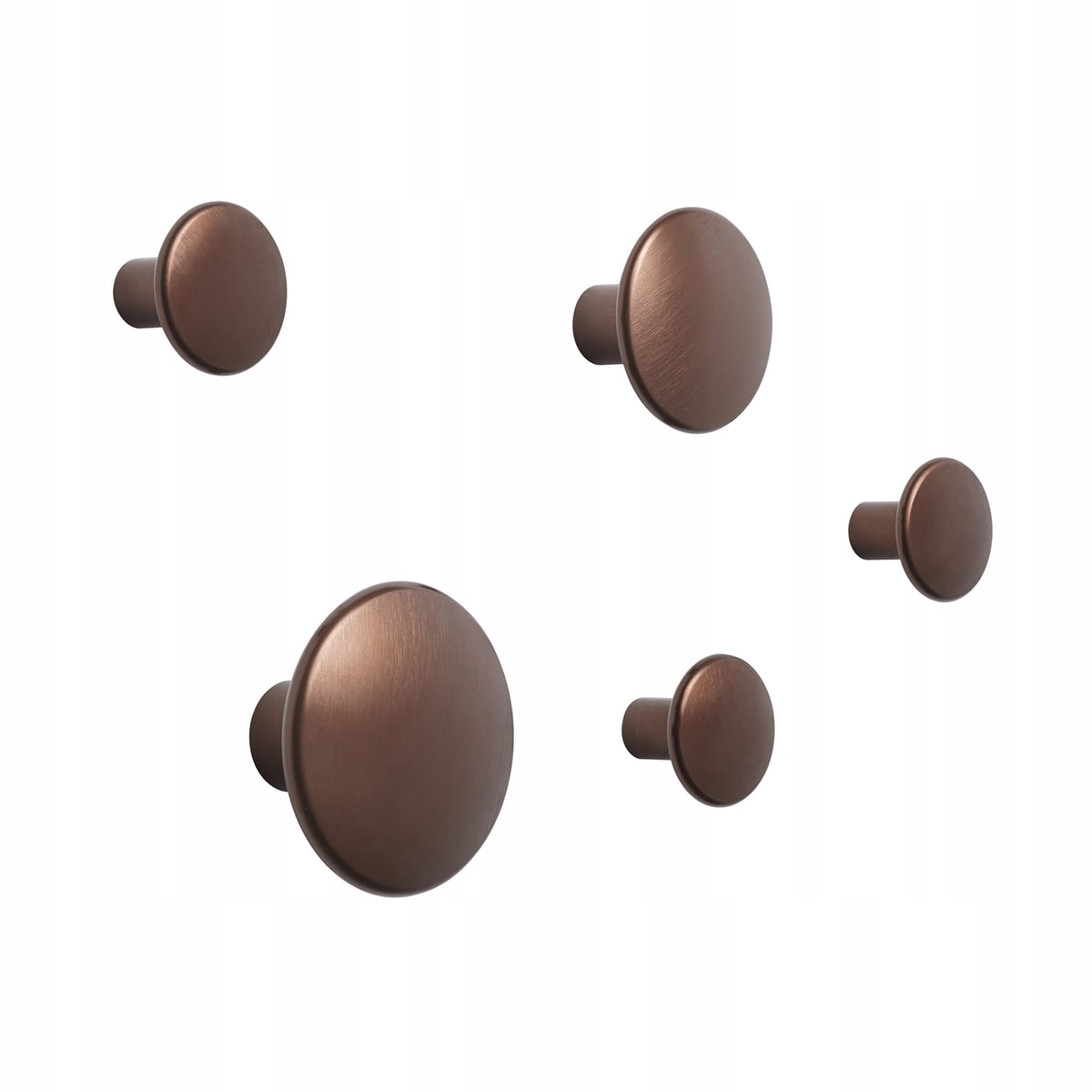 Muuto Dots Nástenný vešiak 5 Ks Kovový Umbra Hnedý