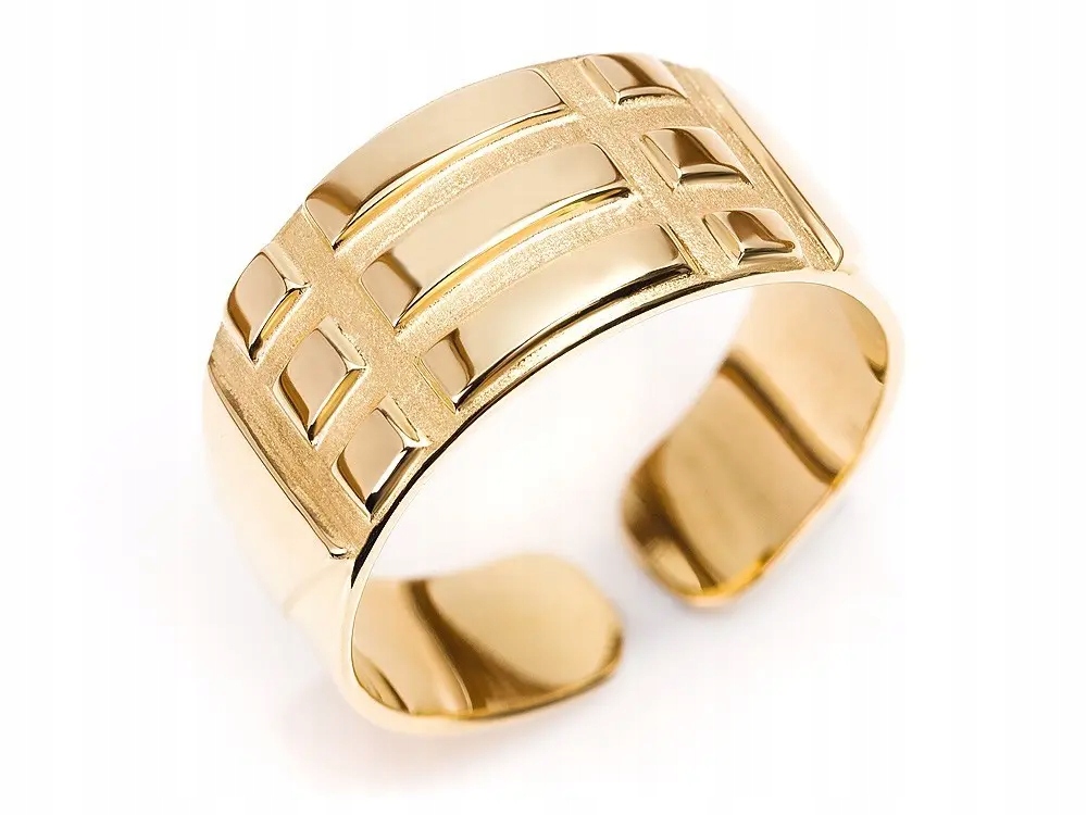 SZEROKI ZŁOTY PIERŚCIEŃ ATLANTÓW SYGNET 585