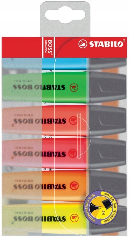 ZAKREŚLACZ PODKREŚLACZ TEKSTU STABILO BOSS ORIGINAL 6 SZT MIX KOLOR ETUI x5 EAN (GTIN) 4006381215701