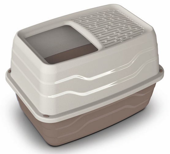 Levně Moderní toaleta pro kočky s vchodem shora Yarro 56x40x38 cm Béžová