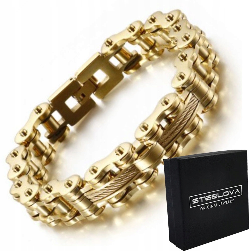Zlatý náramek Bike Chain s ozdobným drátem