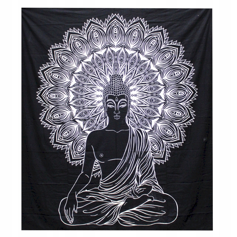 Černobílý přehoz nástěnná ozdoba Buddha