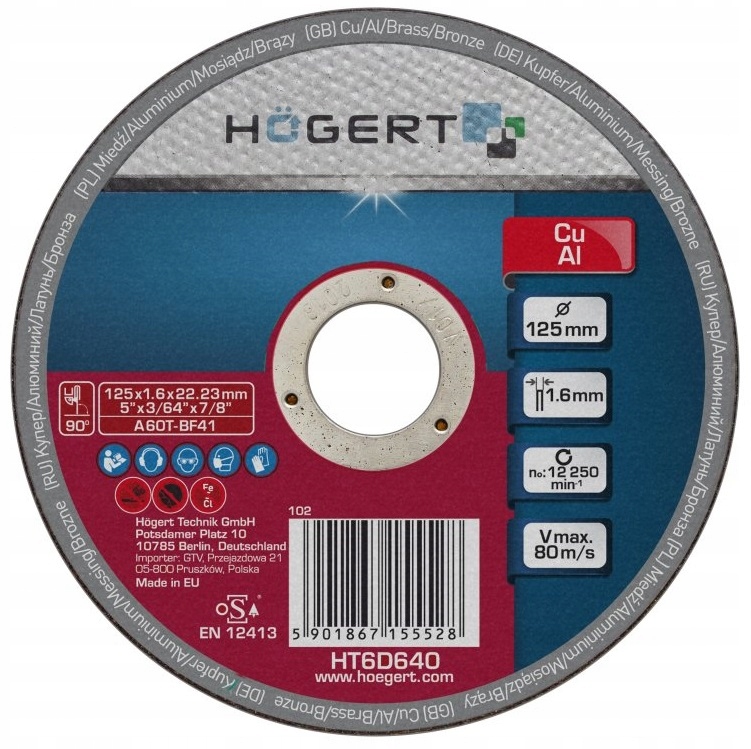 

Tarcza korundowa do cięcia miedzi i alum. 125x1.6