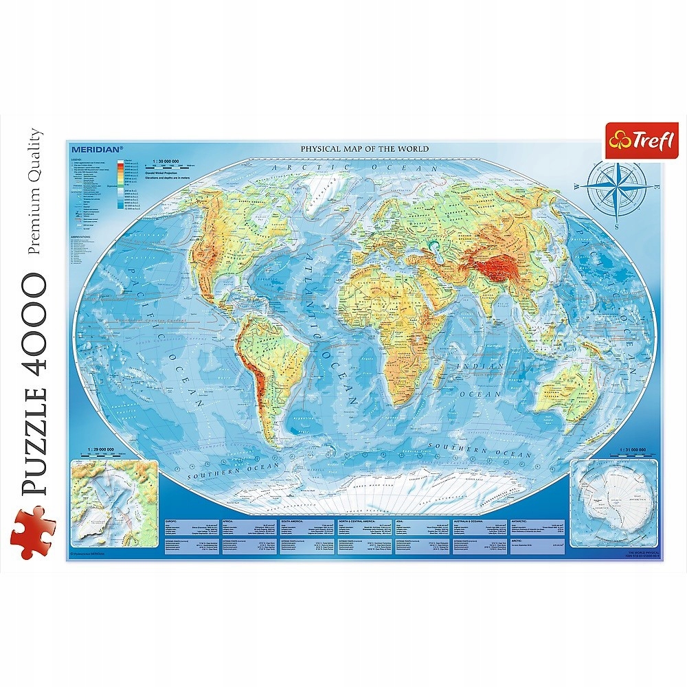 PUZZLE 4000 WIELKA MAPA FIZYCZNA ŚWIATA 45007