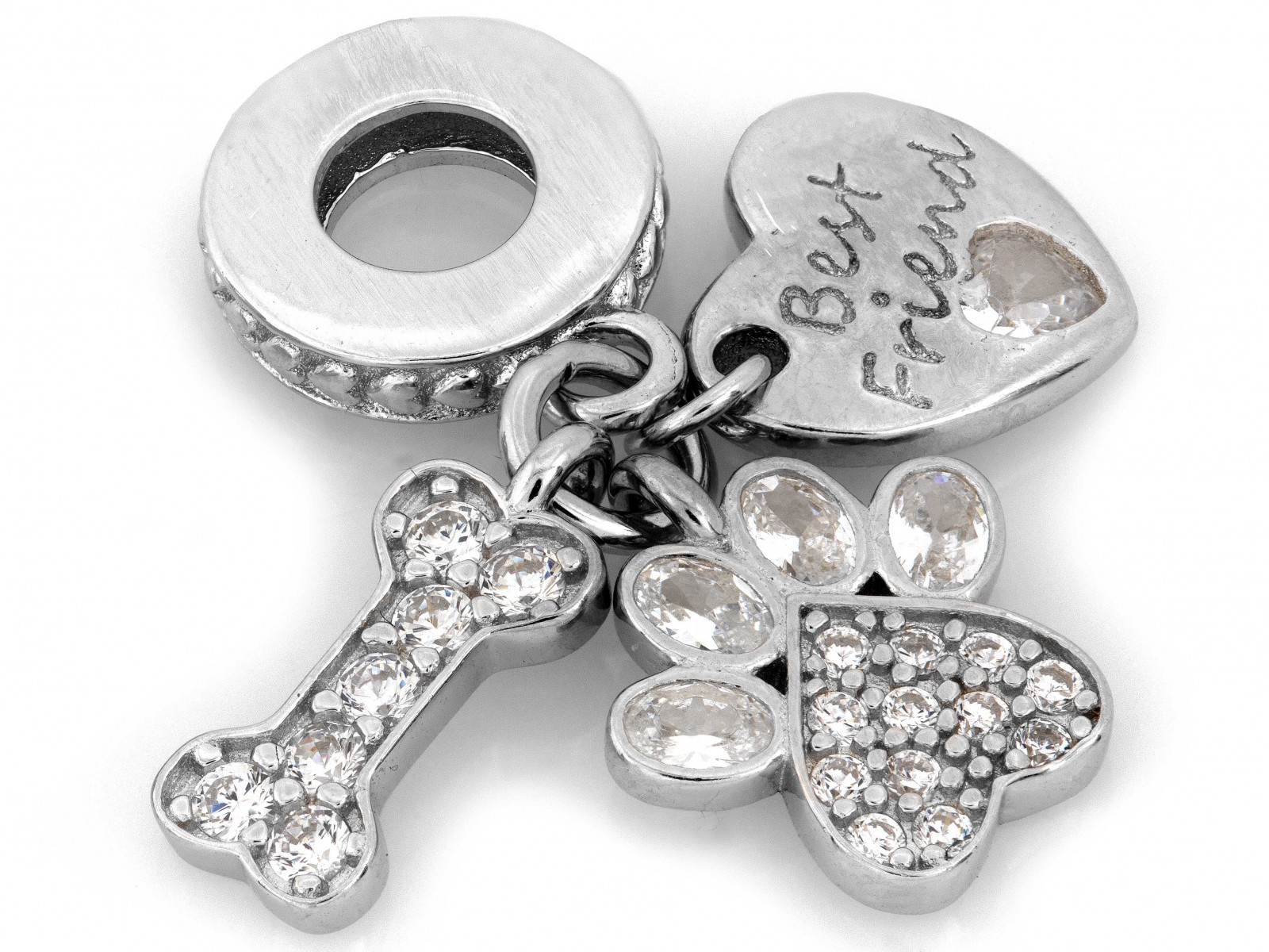 Stříbrný přívěsek 925 beads na náramek tlapka a kost pro psa 3.28 g