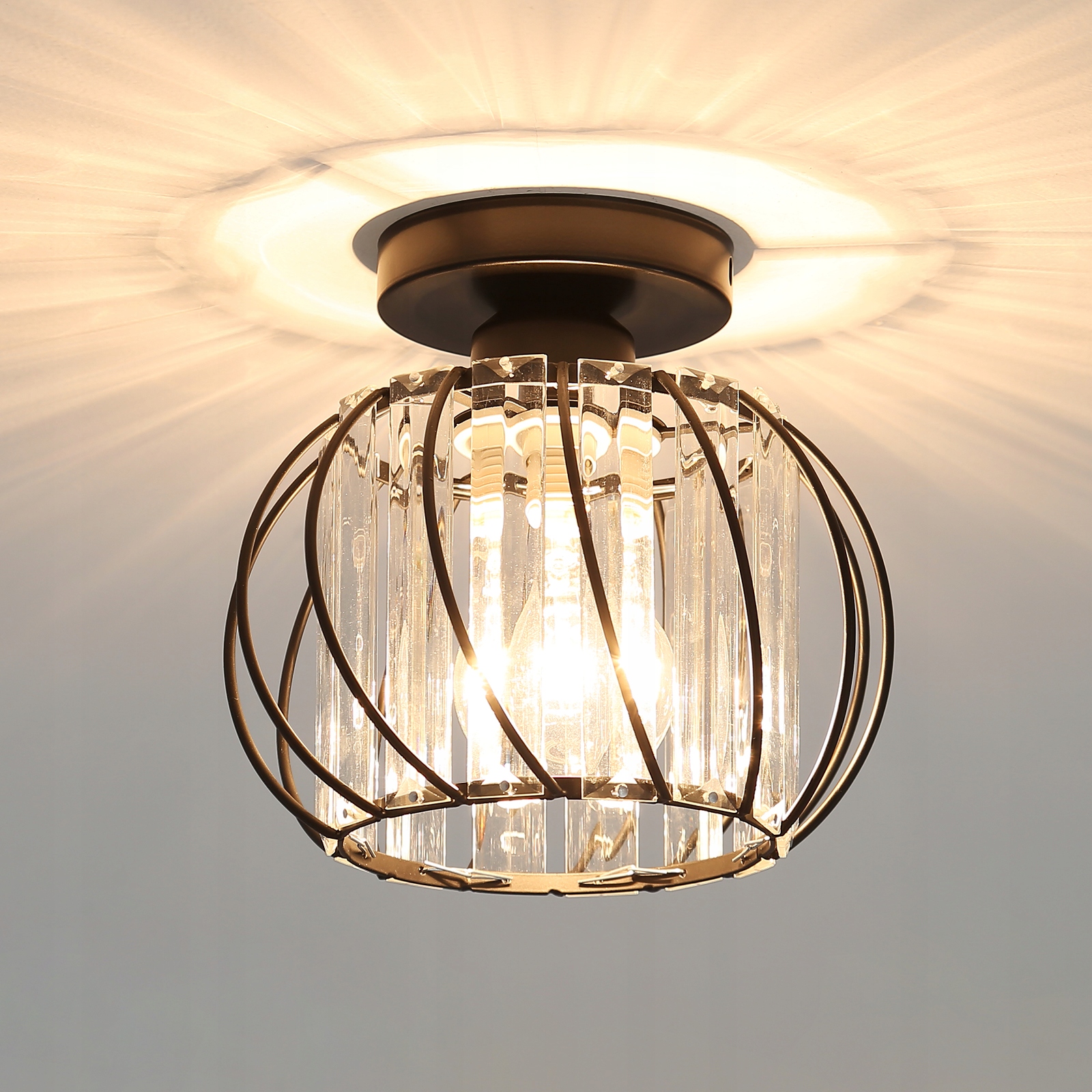 Křišťálový Lustr Černý Stropní Lampa E27 Moderní Do Obývacího Pokoje