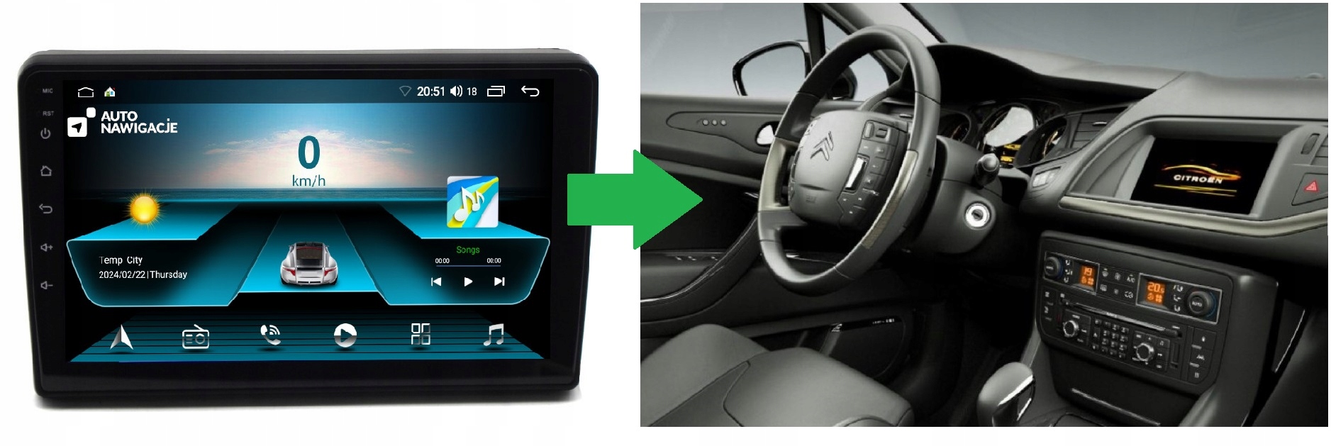 RADIO NAWIGACJA GPS CITROEN C5 2008-2017 ANDROID Rodzaje odtwarzanych nośników USB