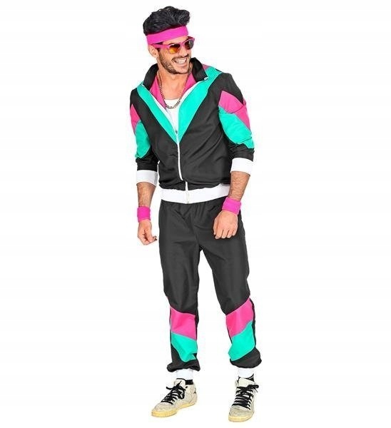 

Strój Dres Lata 80 Czarno-różowy Dresy Disco L
