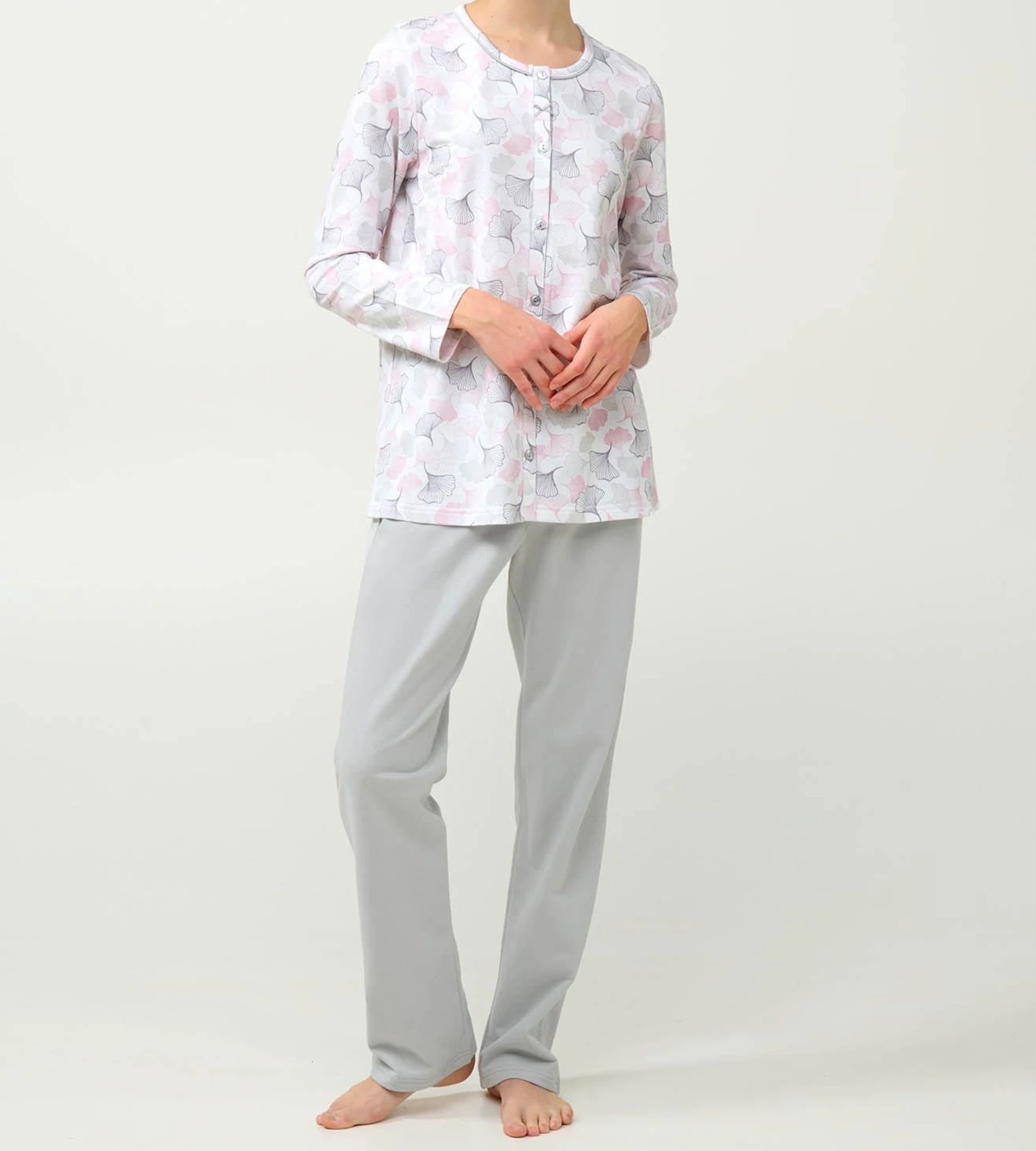 Dámské pyžamo Dlouhý rukáv Rozepínací 23292 Šedá Vamp XXL Šedá