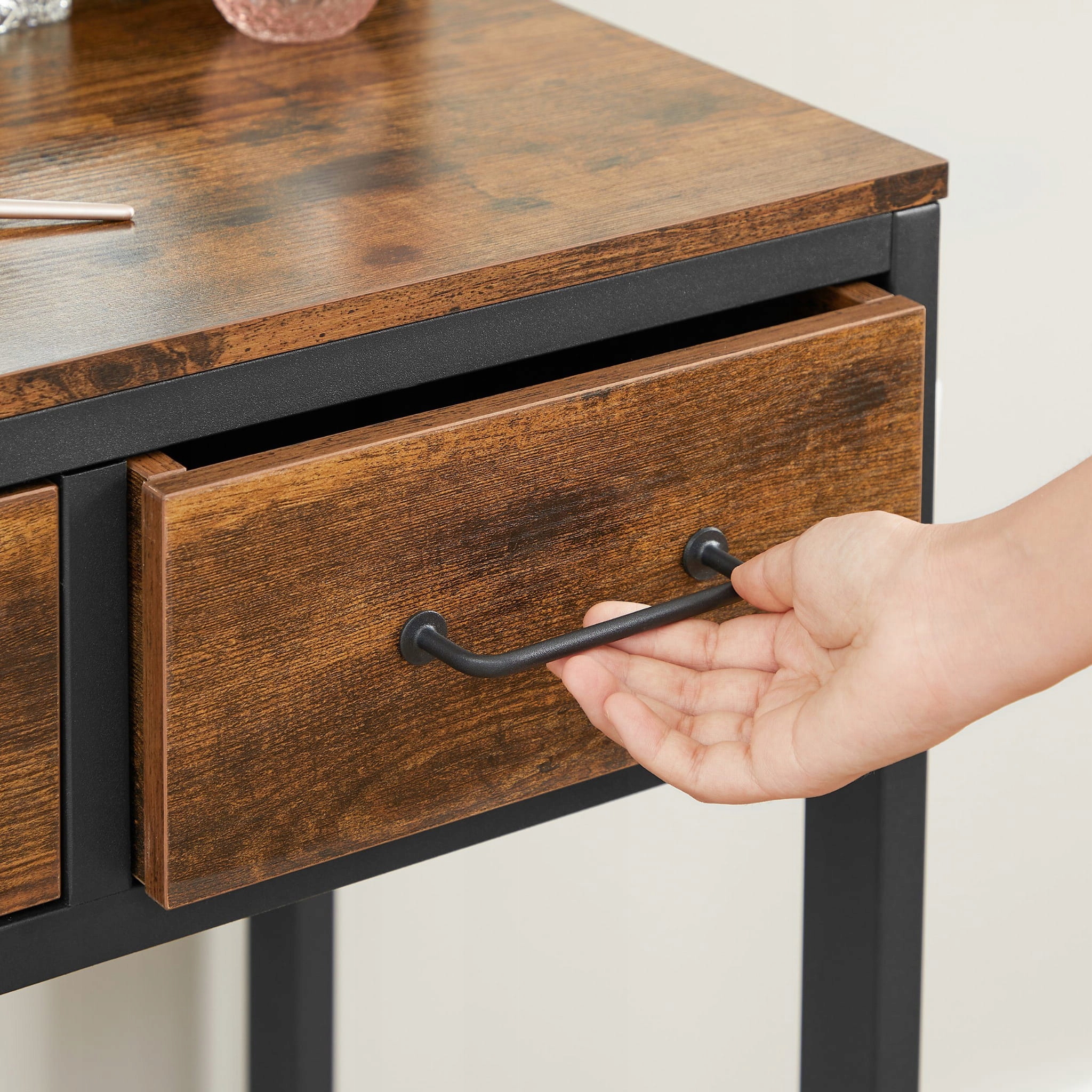 TOALETKA LUSTRO TABORET LOFT RUSTYKALNA RETRO Wykończenie matowe