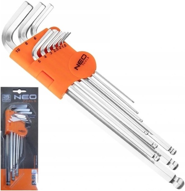 

Klucze Imbusowe Ampole 1,5-10mm 9szt 25lat gw Neo