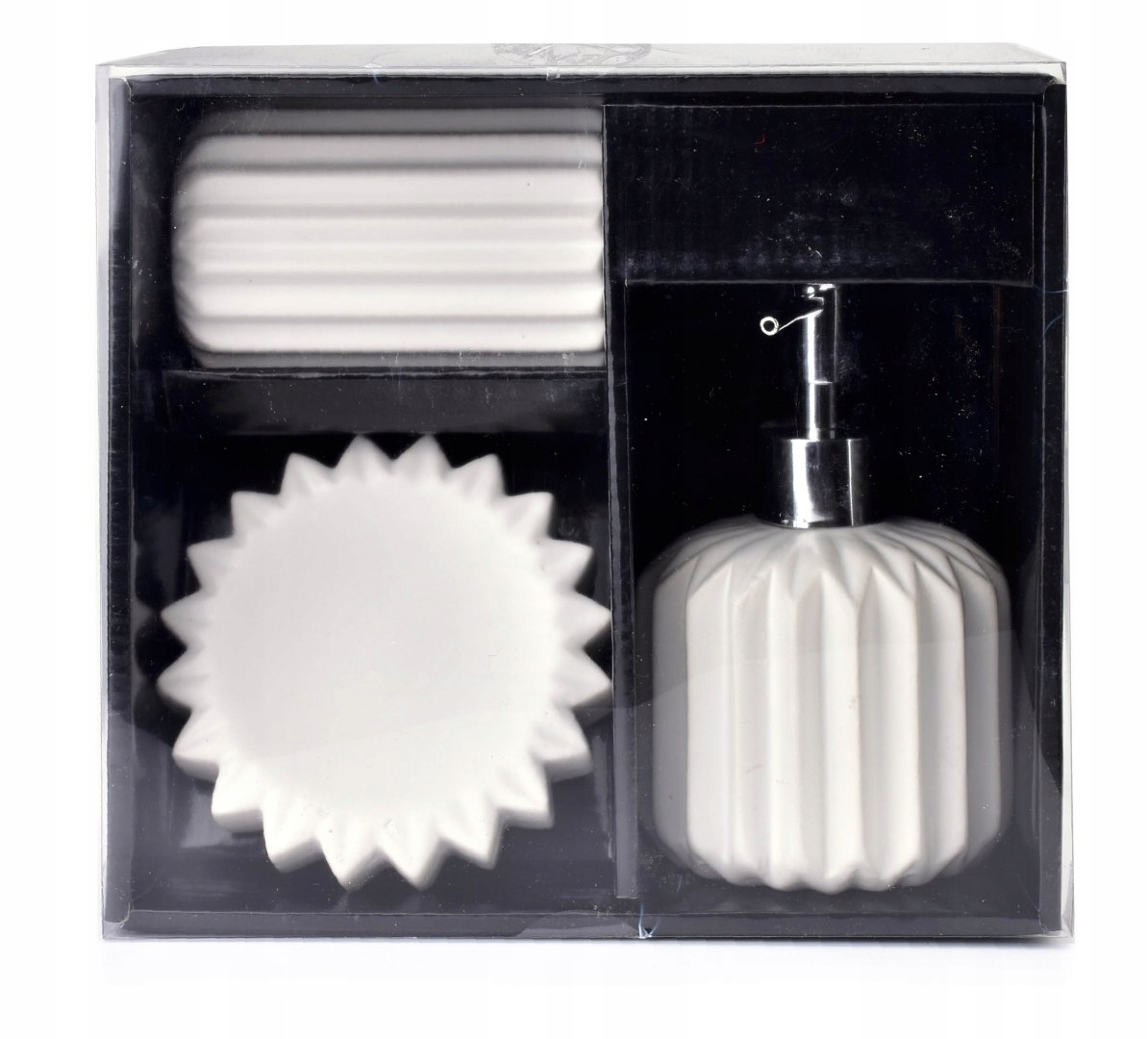 DOZOWNIK NA MYDŁO POJEMNIK CERAMICZNY ZESTAW ŁAZIENKOWY BIAŁY AP1201 Marka Bathlab