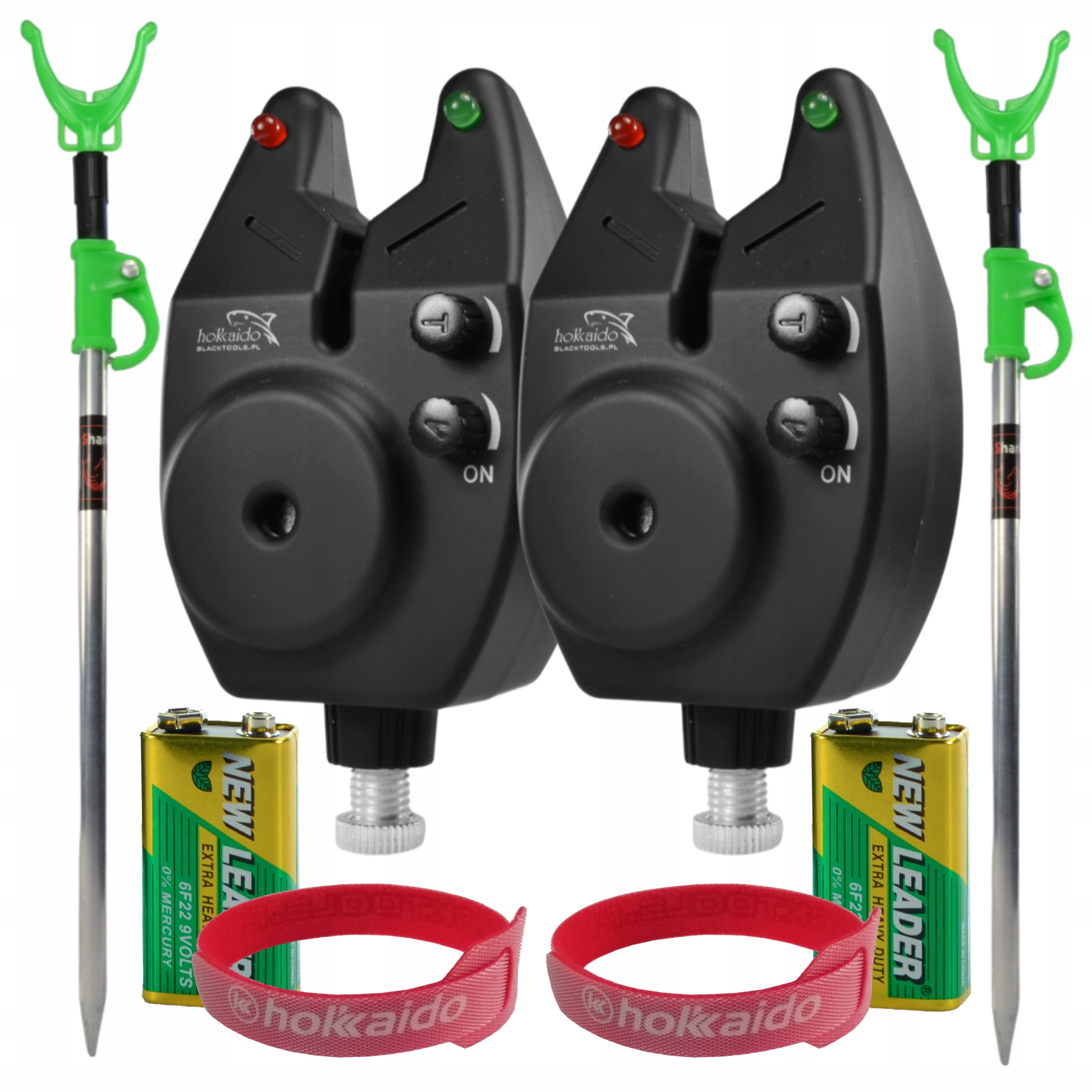 

2x Sygnalizator Brań 2x Podpórka 2x baterie +rzepy