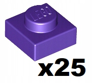 LEGO 3024 Płytka 1x1 Fioletowy 25 szt. NOWA