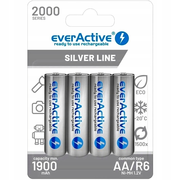 Ładowarka do akumulatorków baterii AA AAA LCD + 4x AKU akumulatorki 2000mAh Marka Everactive