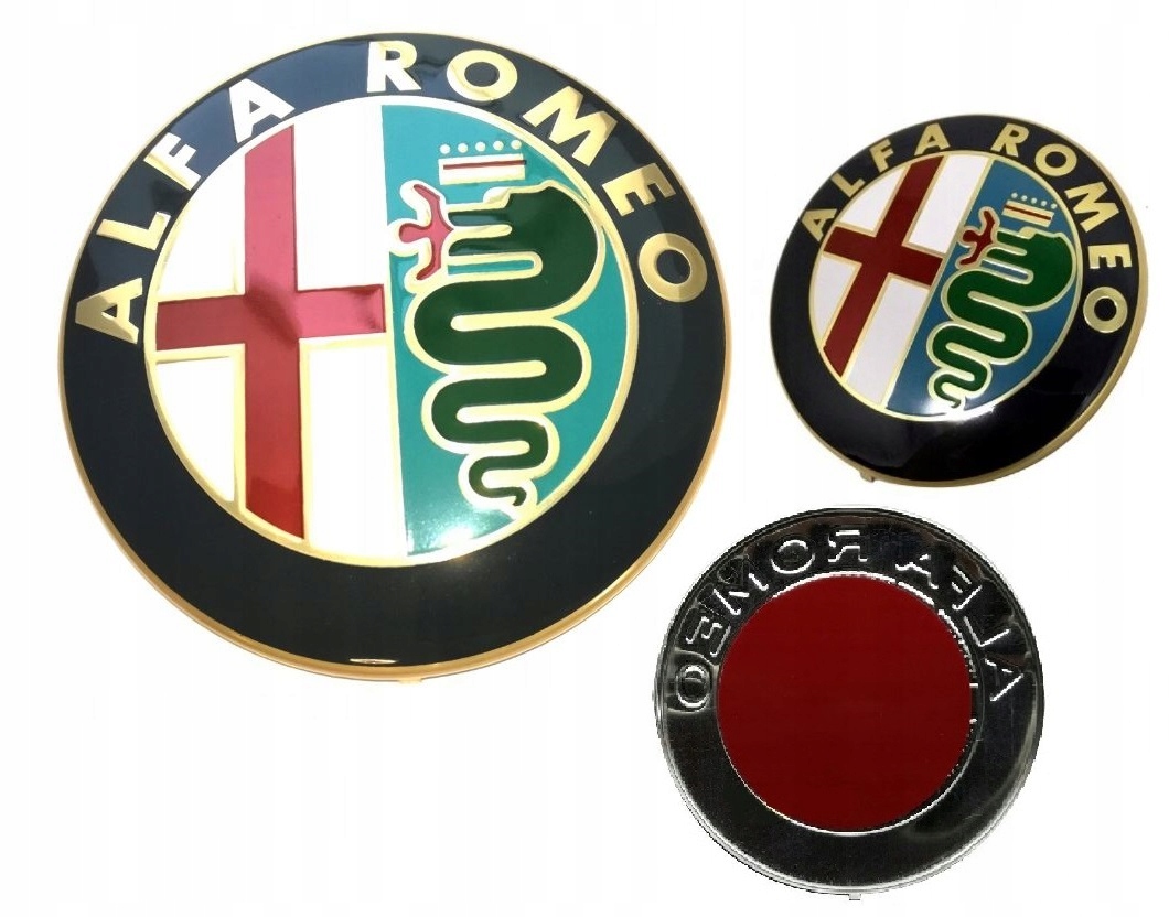 

Alfa Romeo Emblemat 74mm przód tył Alu Gold Złoty