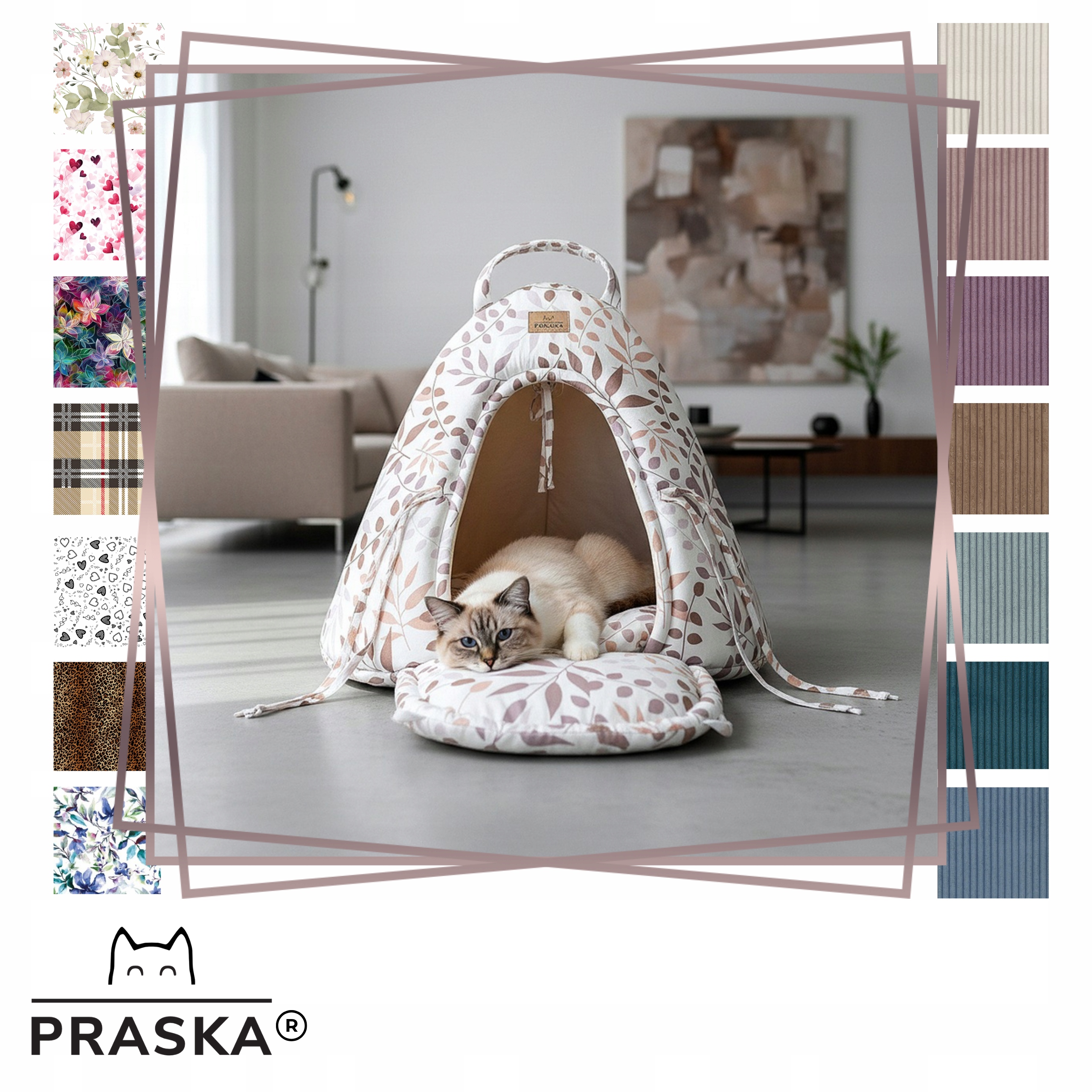 Levně Praska pro kočky domeček Přepravka Pelíšek 60cm Baby Purr výběr barev