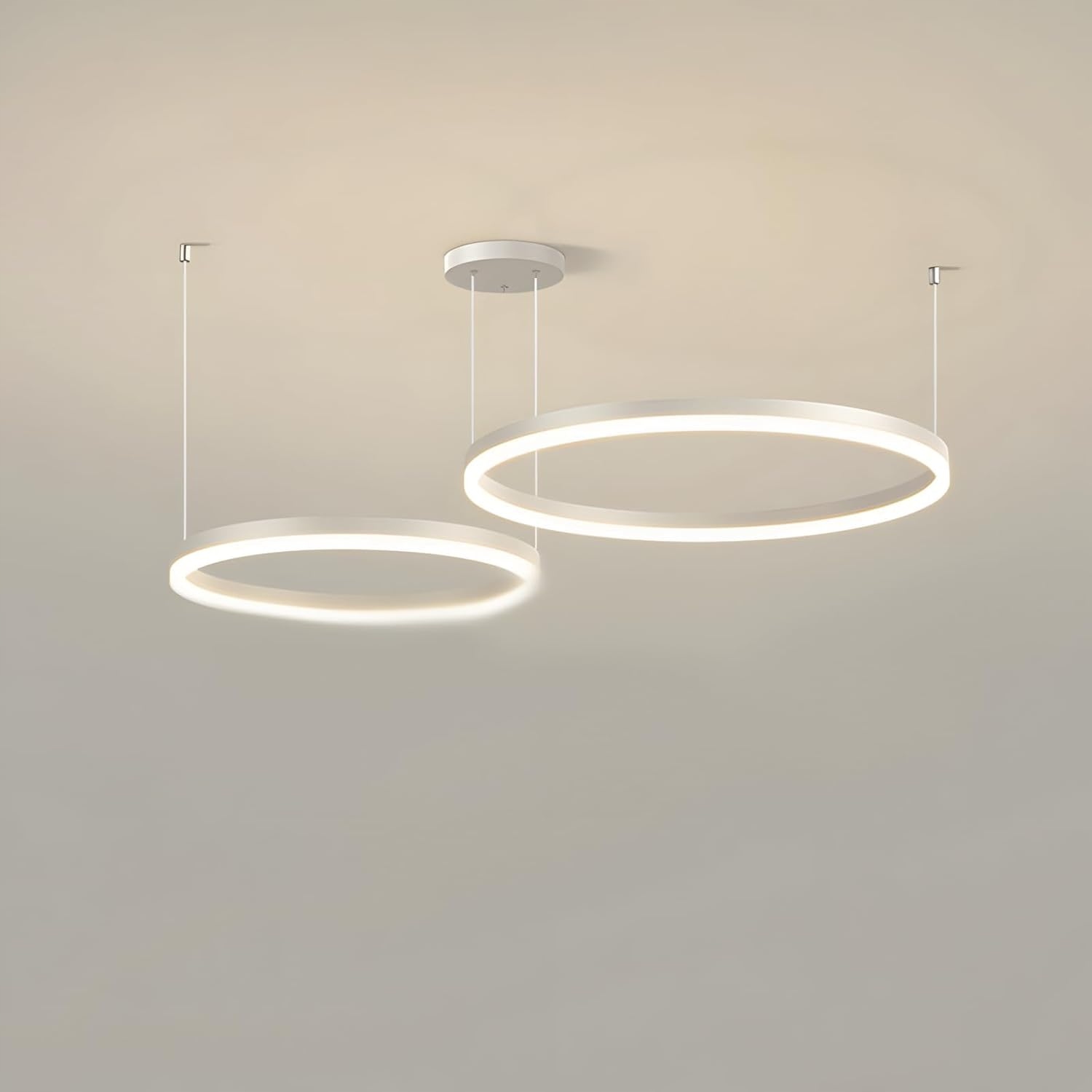Led Lampa Wisząca Sufitowa, Żyrandol Metalowy 2 Koła 40+60cm 40W