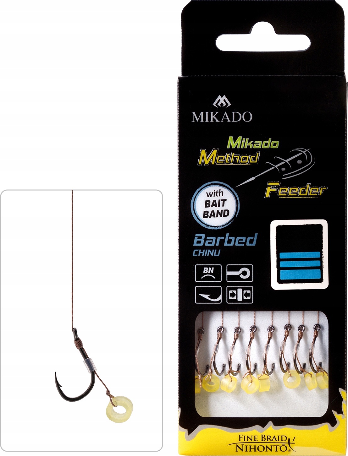 Przypon przypony z gumką hak nr14 zadziorowy method feeder 10cm plecionka