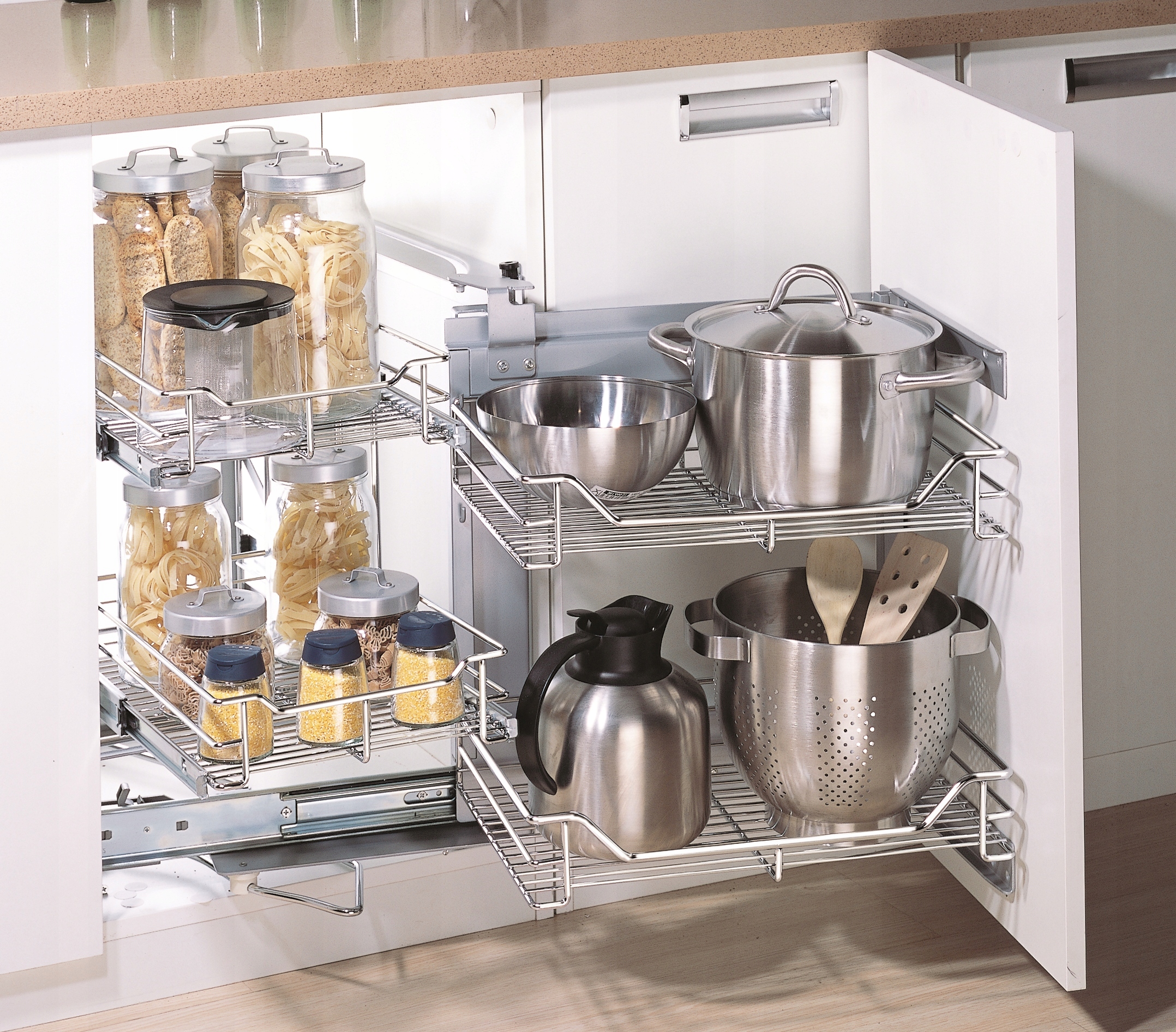 Koš Cargo Corner Magic 900 MM PTJ017HB Pravý Přítah Zavírání Chrom Amix