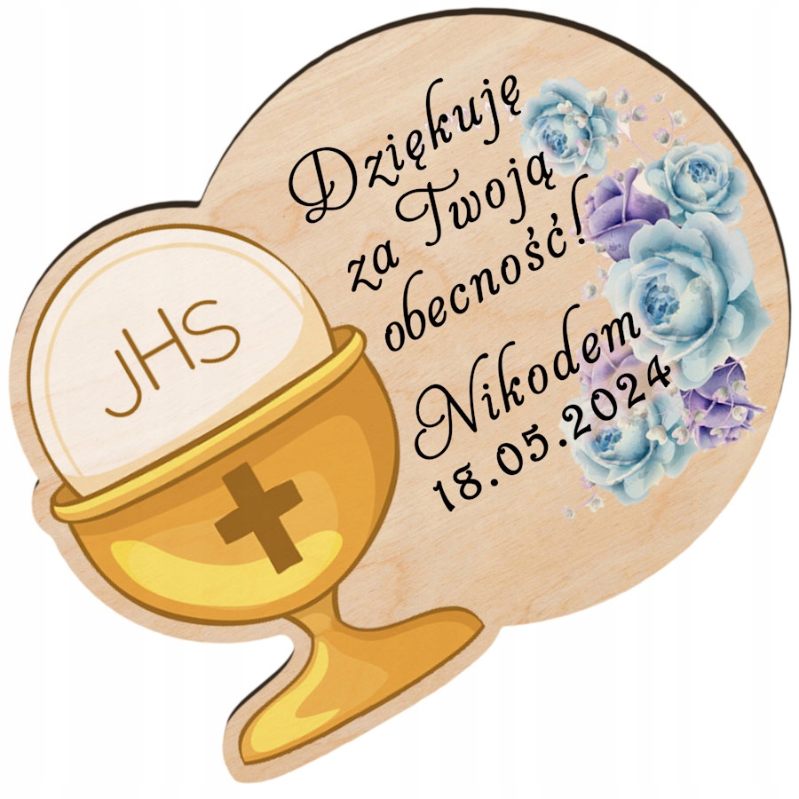 Komunia Święta podziękowanie dla gości kielich magnes