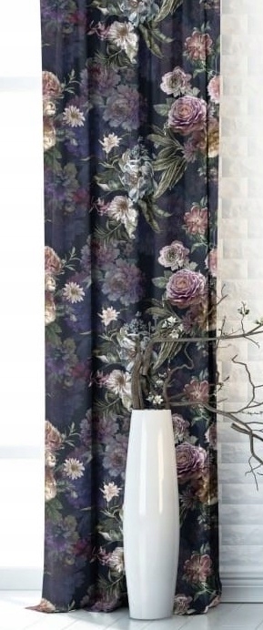 Zasłona dekoracyjna na taśmie 250x140 AZ-161 Fiore Granatowa