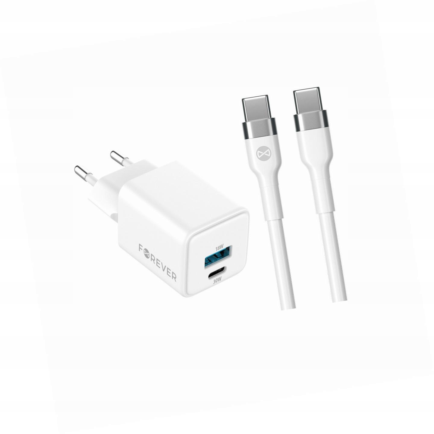 Szybka ładowarka GaN 30W 2 wejścia Usb i Usb-c z kablem do Xiaomi 12