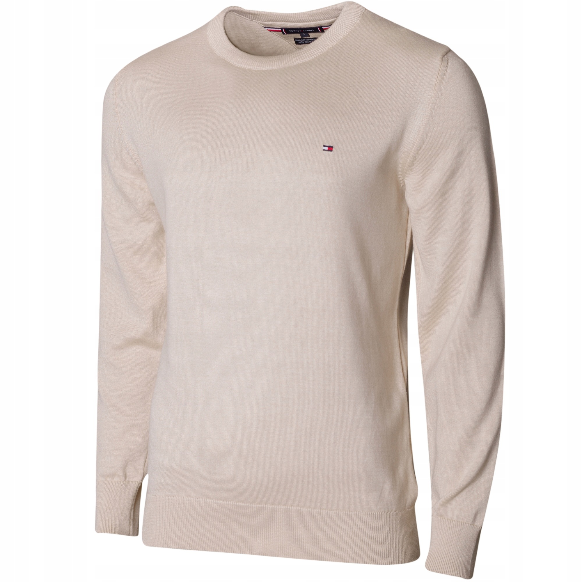 Pánský svetr Tommy Hilfiger C-Neck M-XXL Béžovo-kávový Velikost L