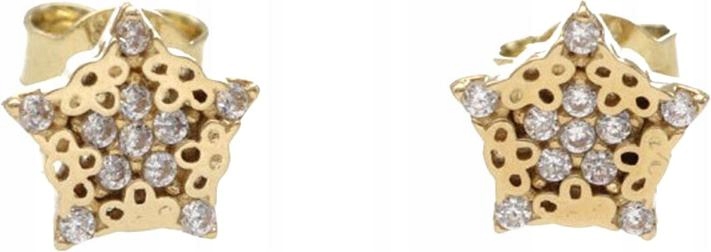 Zlaté náušnice 585 hvězdičky zirkony 1,24 g dárek módní vzor dárek 14k