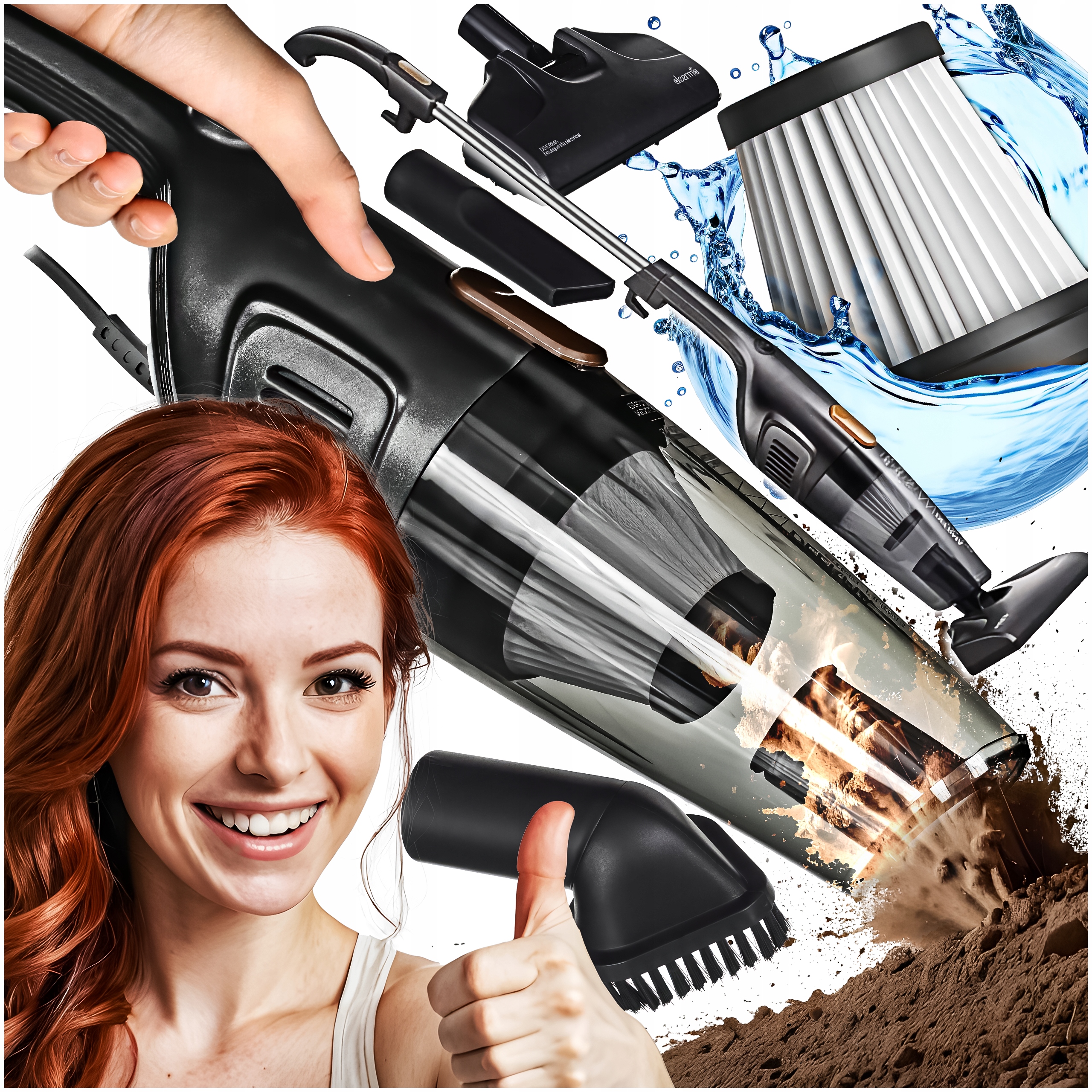 Odkurzacz Bezworkowy Cyklonowy Pionowy Przewodowy 600W Silna Moc Ssania