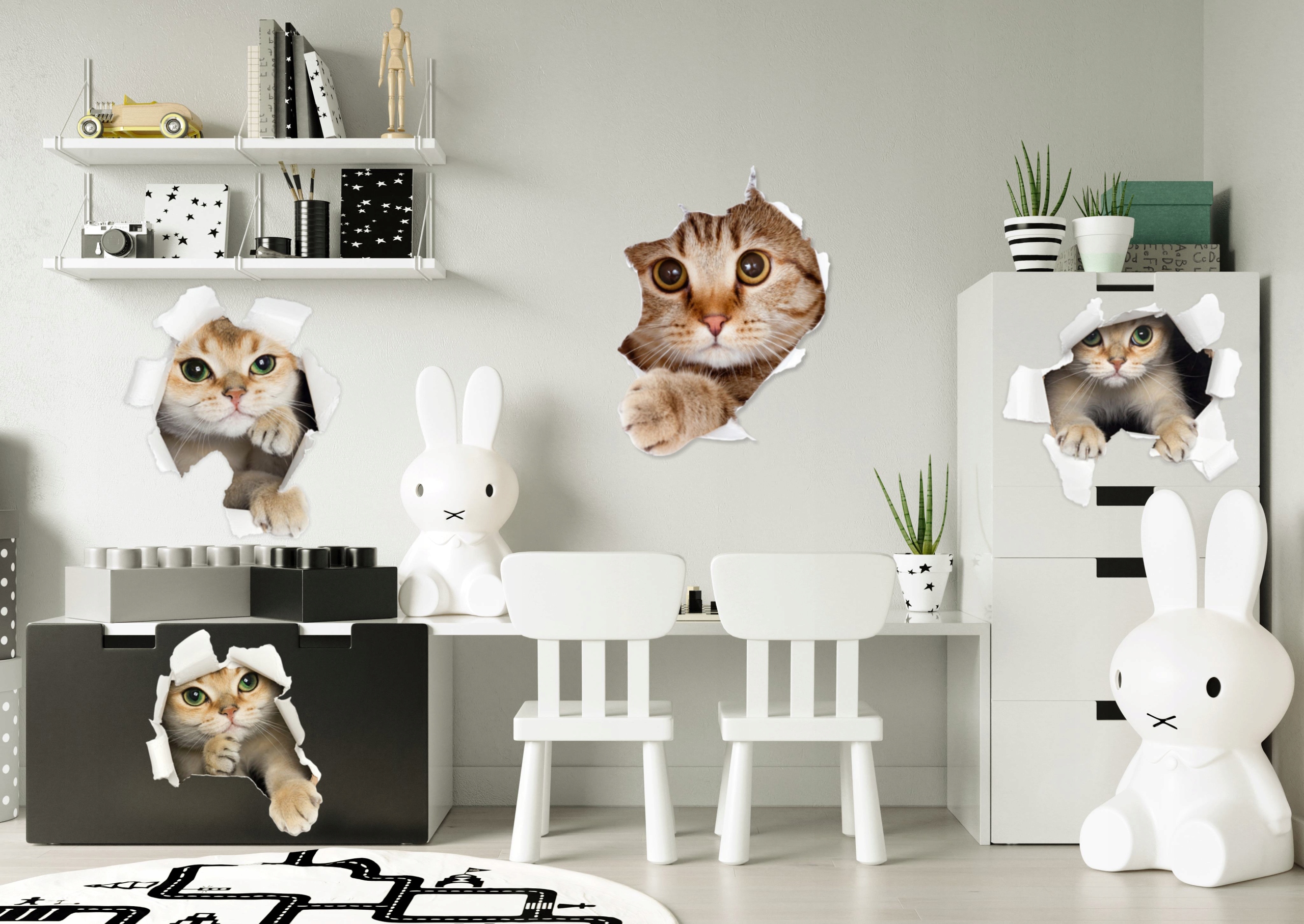 naklejki dla dzieci na ścianę koty 3d dziura 200 Marka Naklejkomania