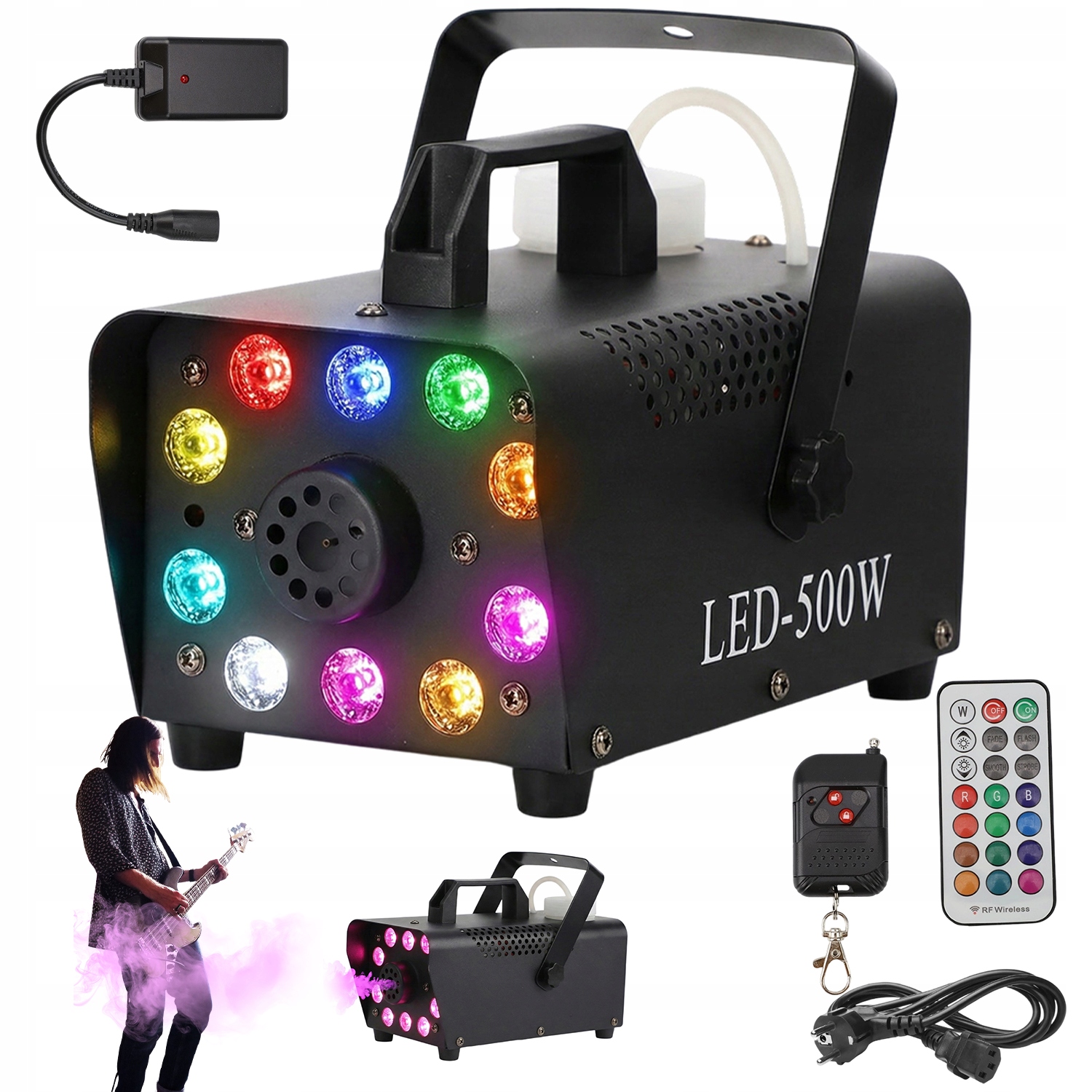 Mini Kouřový Stroj 500W 10 Led 13 Barev S Bezdrátovým Dálkovým Ovládáním