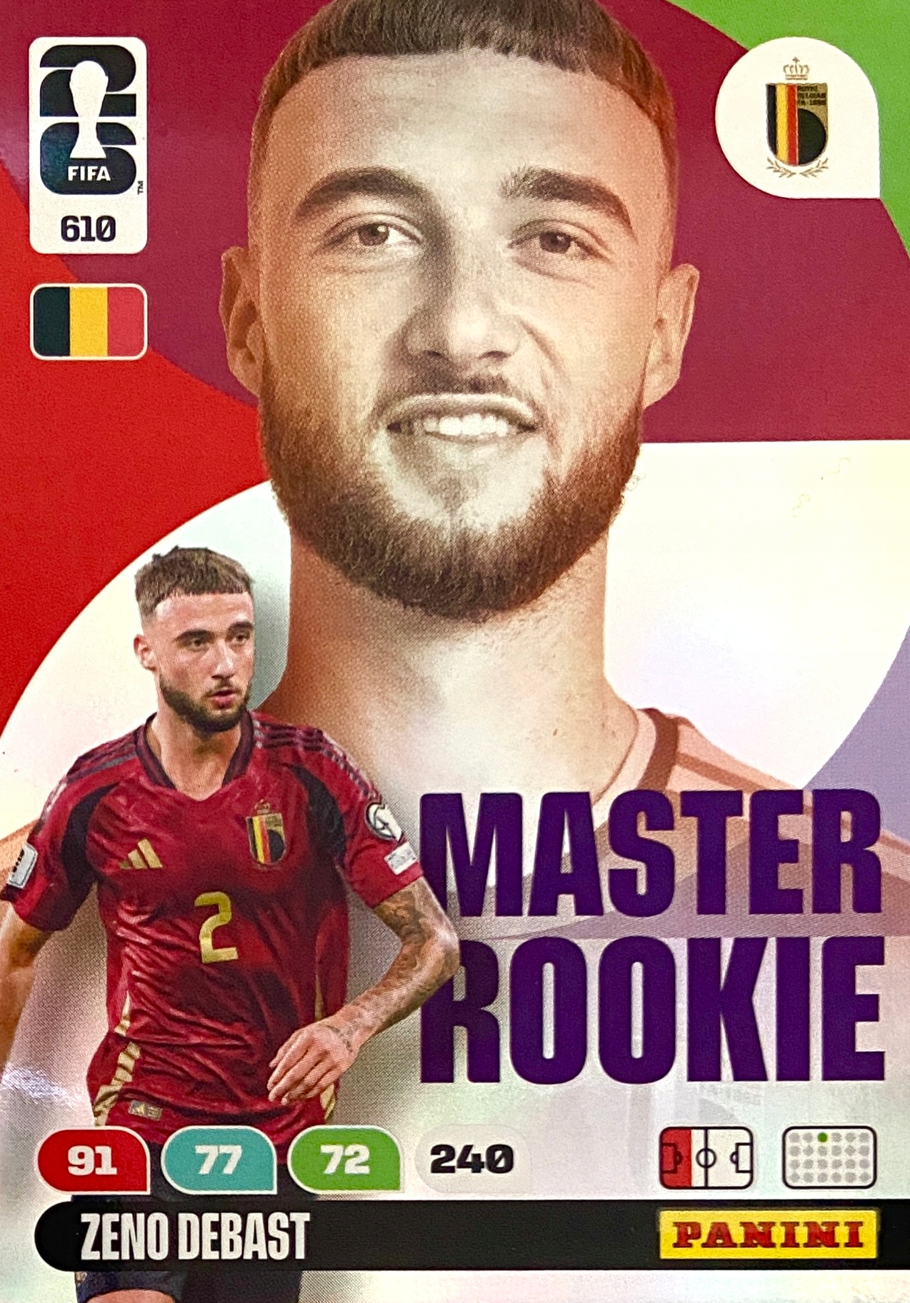 Panini Fifa World Cup 2026 karta piłkarska Master Rookie 610 Zeno Debast