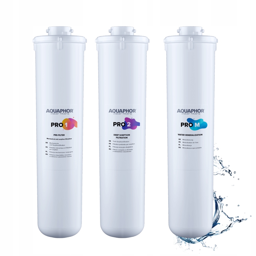 Zestaw 3 wkładów Aquaphor Pro 1, Pro 2, Pro M do fitra RO-202s Pro