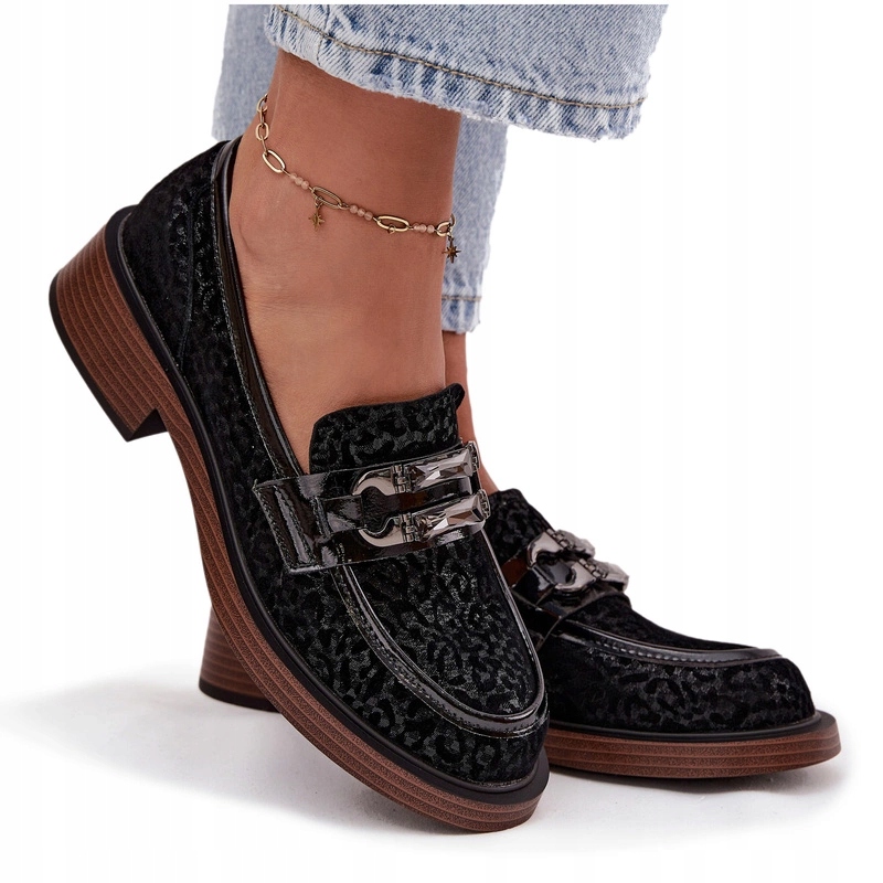 Dámské Semišové Mokasíny S Elegantní Ozdobou D&a MR52-176 Černé 37