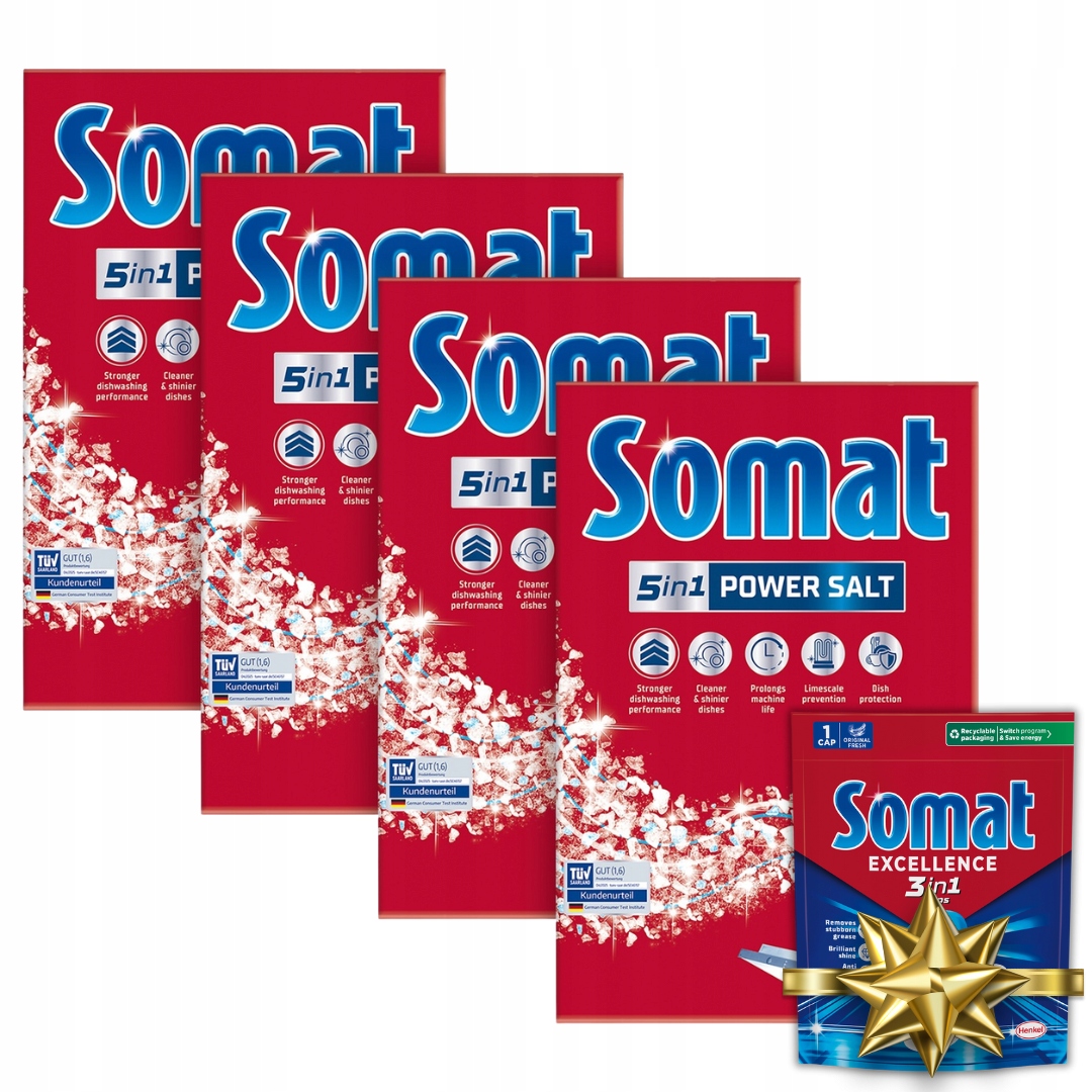 Levně Změkčovač vody se solí do myčky Somat 2,5 kg x 4 Dárek