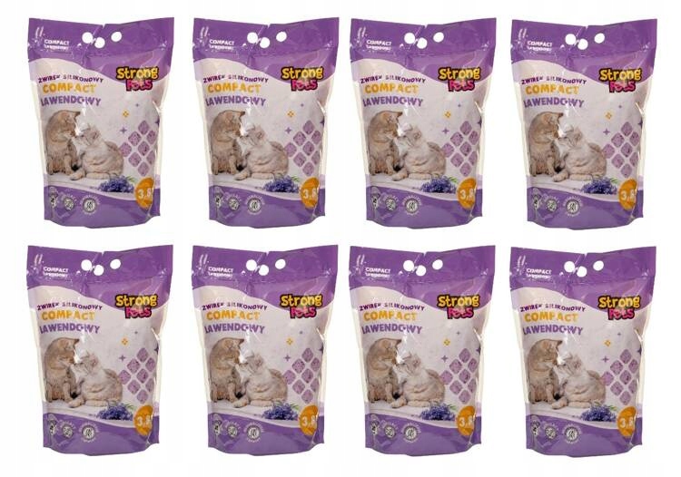 Strong Pets Żwirek Silikonowy Compact Lawenda 8x3,8L do kuwety dla kota