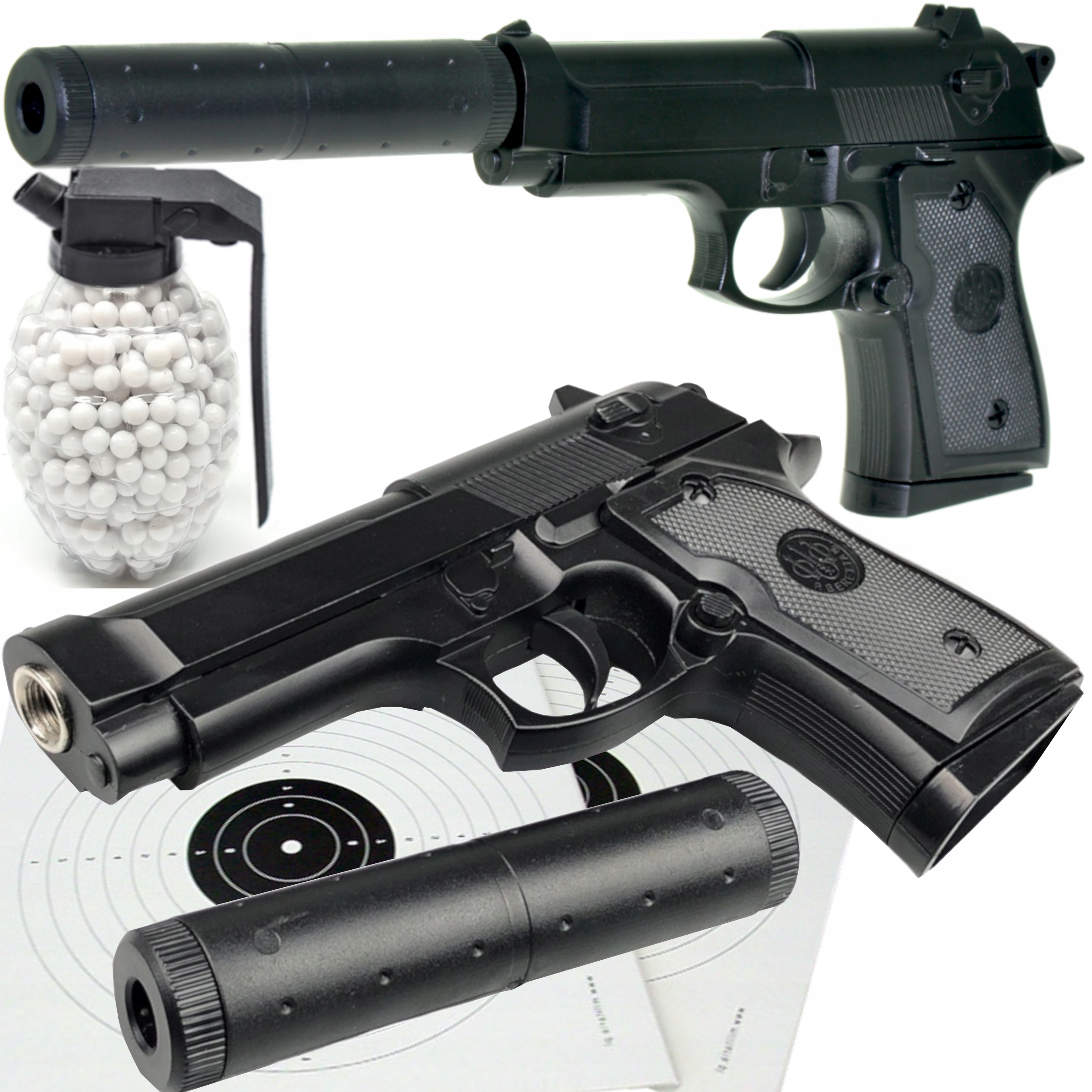 

Beretta Pistolet Metalowy Na Kulki Tłumnik +granat