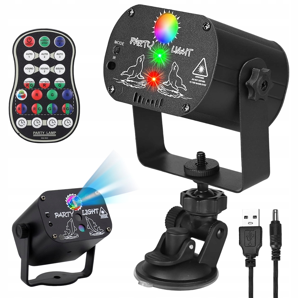 Diskotékový Projektor Disco Laser Kula Lampička 3D Rgb Stroboskop Párty