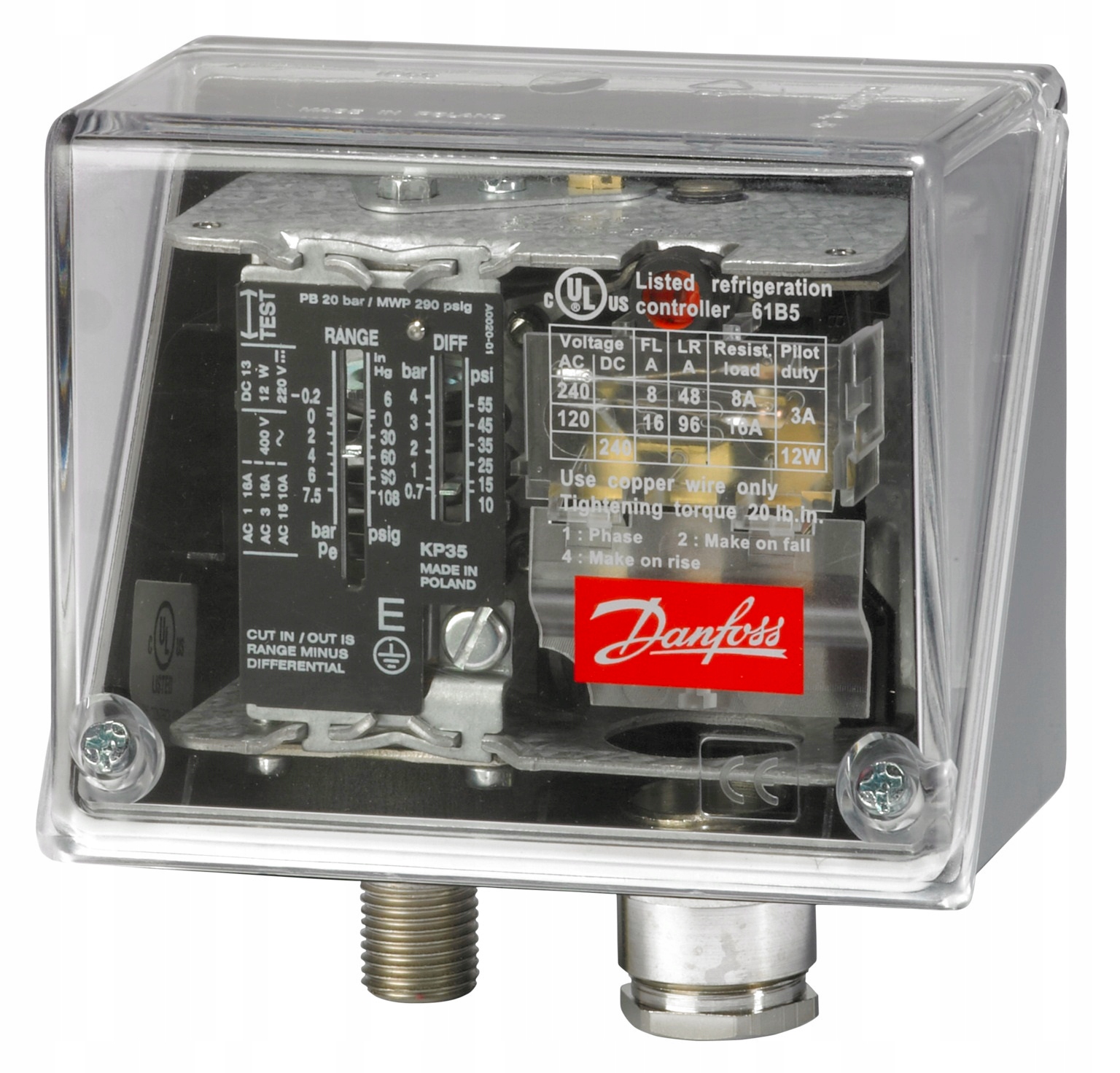 Danfoss KPI35 Presostat Wyłącznik Ciśnieniowy Zakres Od 2 Do 8 Bar Pg