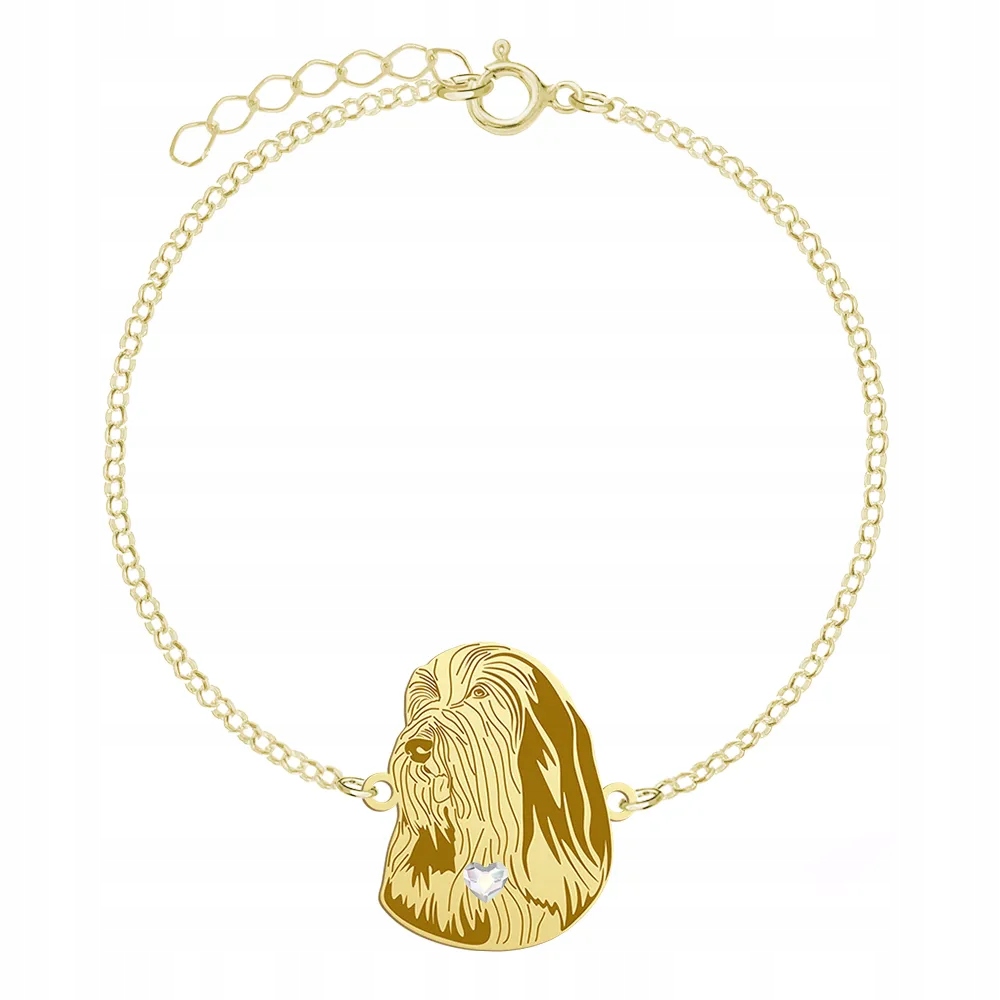 Zlatý náramek s psem Bearded Collie 925 Šperky Dárek Gravírování Bonus