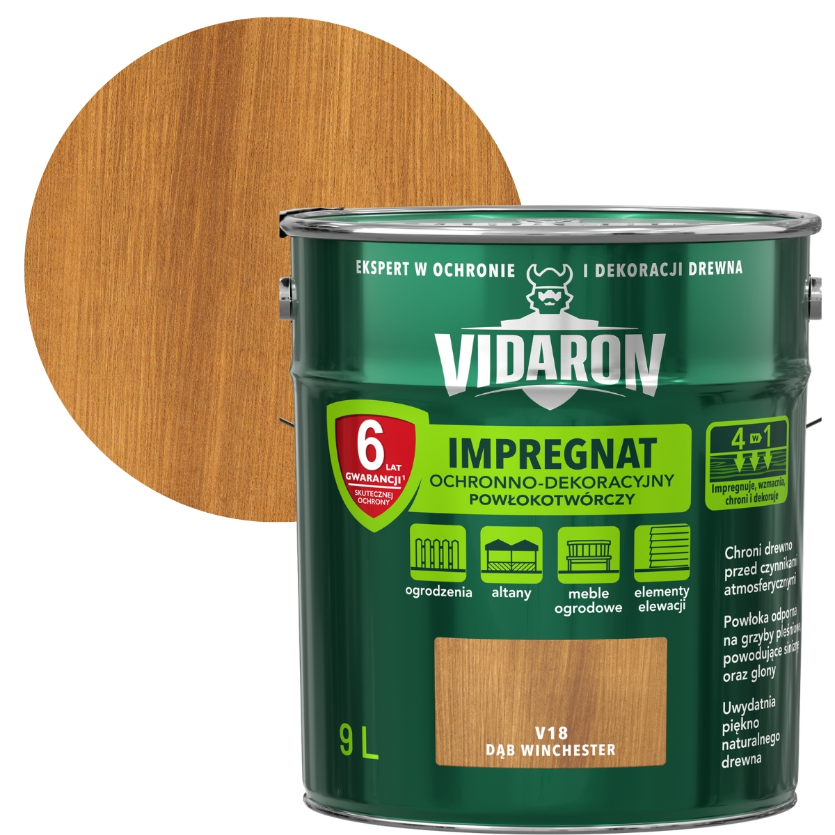 Vidaron Impregnat Do Drewna Powłokotwórczy 9L Dąb Winchester