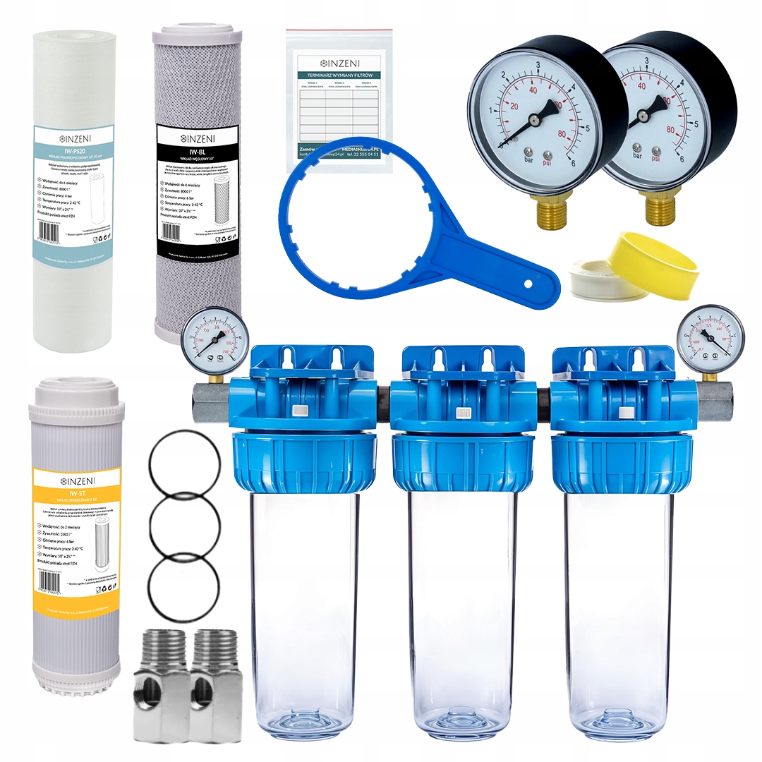 Filtr na tvrdou vodu manometry, sada na celý dům Inzeni změkčovací