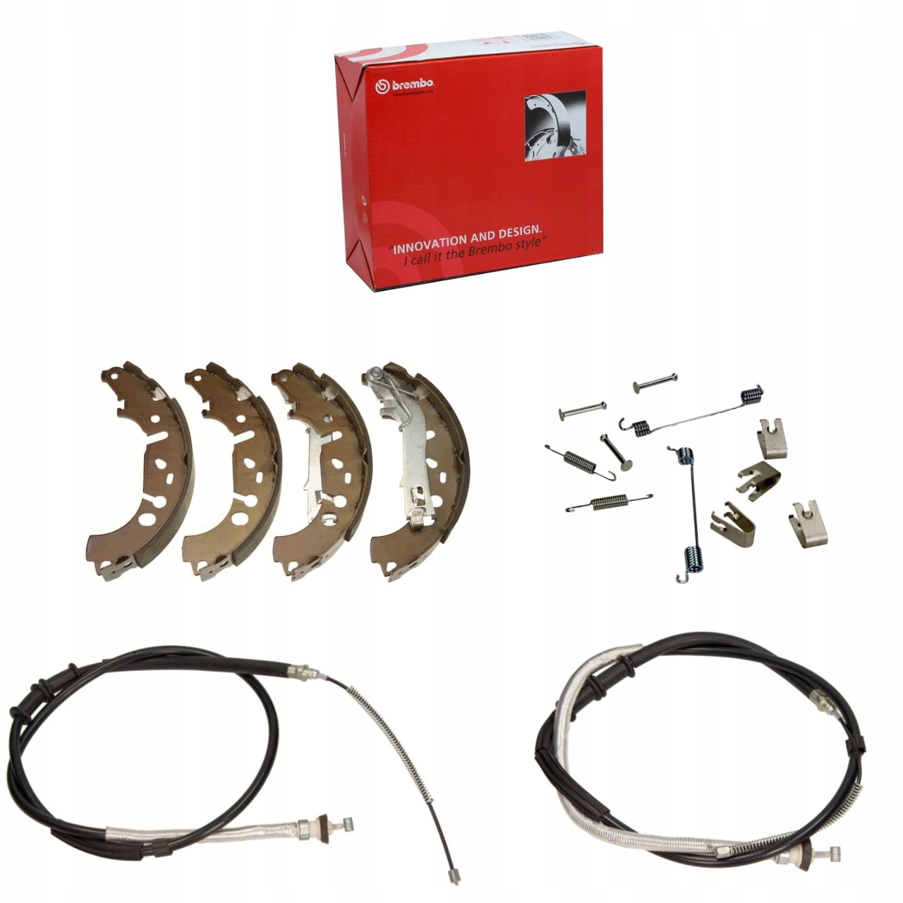 ČEĽUSTE + LANKÁ RUČNEJ BRZDY PRUŽINY FIAT GRANDE PUNTO PUNTO EVO