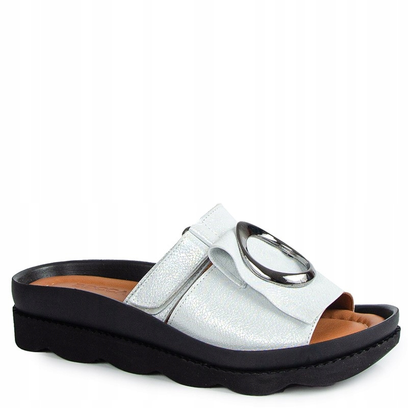 Boccato 031.1073 Stříbrné Kožené Nazouváky S Ozdobou 40