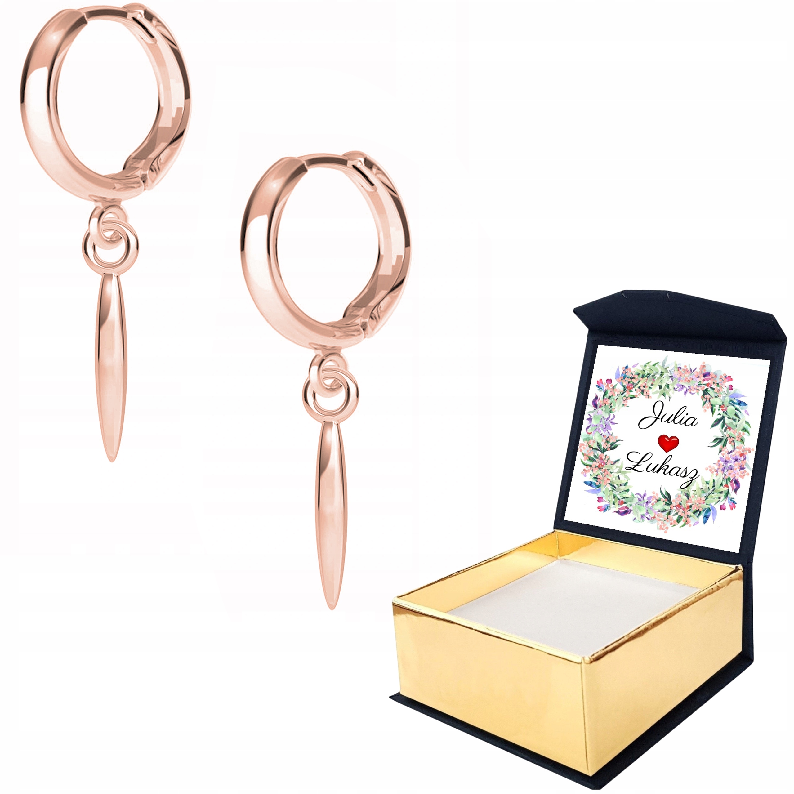 Náušnice růžové zlato Hrot Jehlice Vlastní Potisk